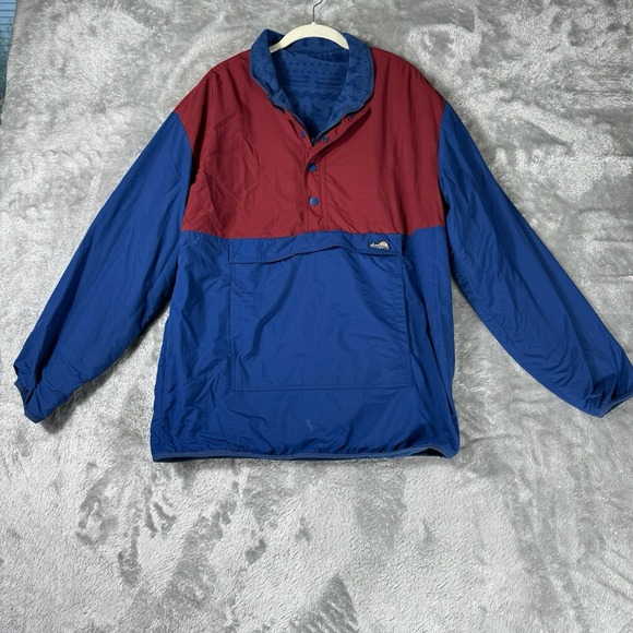 Chubbies Men's Large Red Blue Reversible Fleece Pullover Jacket Retro 90s Style - Picture 4 of 11